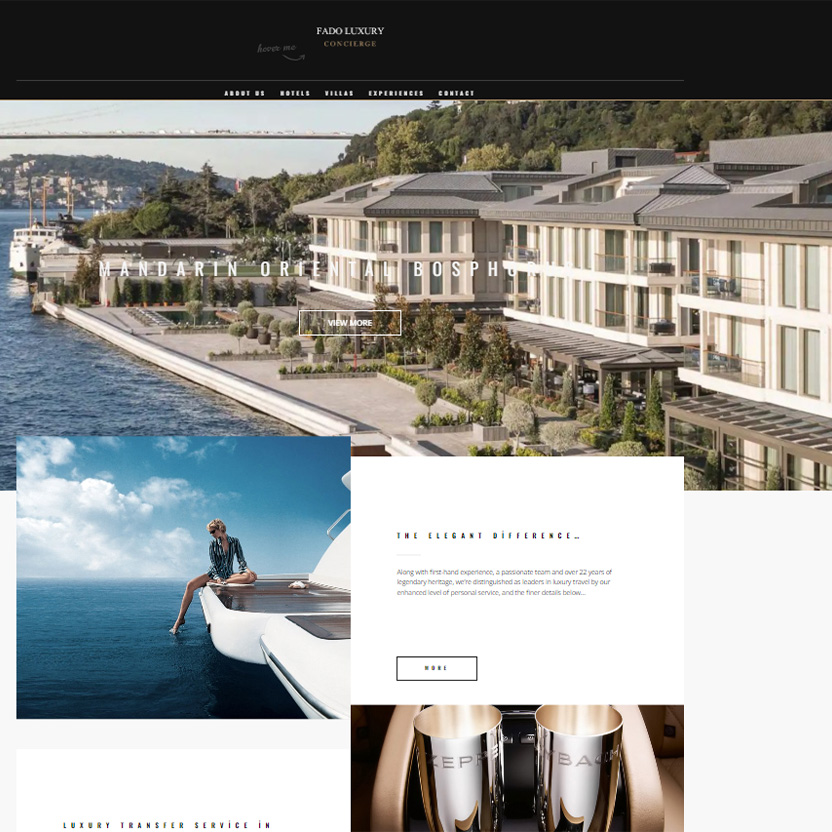 Fado Luxury: مشروع موقع ويب لنقل الأشخاص الهامين